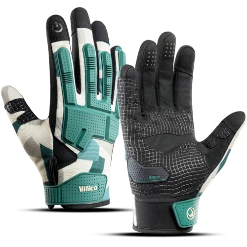 Vilico Motorcycle Tactical Gloves for Men Women Touch Screen,Damping Palm Pads para MTB Mountainbike, Rennradm, Fahrrad,Klettern von Vilico