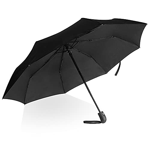 Villkin Regenschirm sturmfest mit Auf-Zu-Automatik - robuster und hochwertiger Regenschirm in schwarz für Damen und Herren - 107cm breiter Taschenregenschirm von Villkin