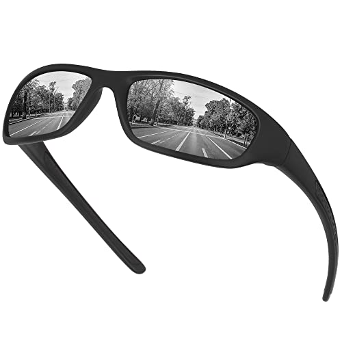 Vimbloom Sonnenbrille Herren Polarisierte Sportbrille Fahrradbrille mit UV 400 Schutz Autofahren Laufen Radfahren Golf für Angeln Herren Damen VI367 (Schwarze Matte) von Vimbloom
