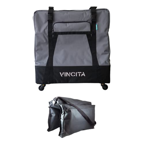 Vincita Sightseer 3.5 Weiche Transporttasche für Brompton Klapprad – mit Kleidersack, vier abnehmbaren Rädern und Schultergurt, Brompton Fahrradtasche, leichte Lösung für Flugreisen (dunkelgrau) von Vincita