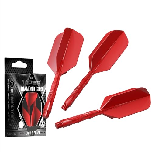 Viper Diamond Core Integrated Dart Flight & Shaft System - Precision Darting Accessory with Tough Polymers for Enhanced Performance, Set of 3, Medium Shaft, Slim Flight, Red von Viper