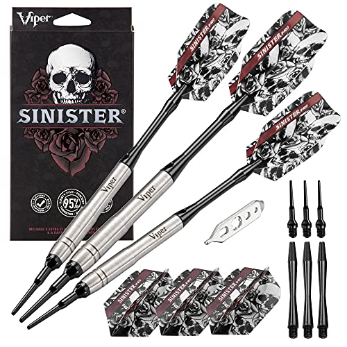 Viper by GLD Products Sinister 95% Tungsten Soft Tip Darts, Beveled Barrel, 18 Grams (21-3504-18) von Viper