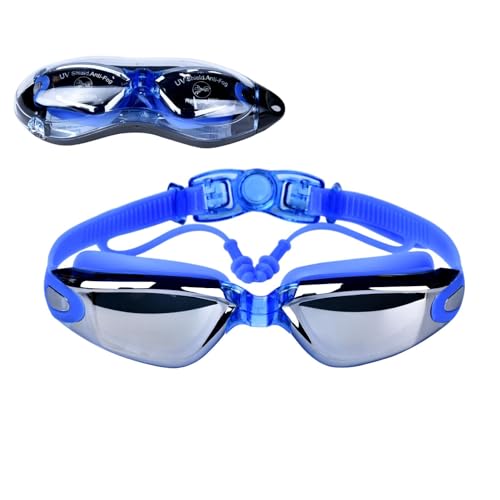 Virtcooy Schwimmbrille, Schwimmbrille für Erwachsene - Schwimmbrille mit Ohrstöpsel | UV-Schutz, klare Antibeschlag-Gläser, Schwimmbrille für Männer, Frauen, Jugendliche von Virtcooy