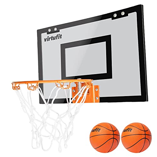 VirtuFit Pro Mini Basketballbrett mit 2 Bällen und Pumpe - Schwarz und Weiß - Basketballkorb (schwarz) von VirtuFit