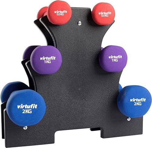 Kurzhanteln Set - VirtuFit Hantelset mit Ständer - Kurzhantel Rack - 7 KG - 6 Hanteln - Gewichte für Frauen und Fitness von VirtuFit