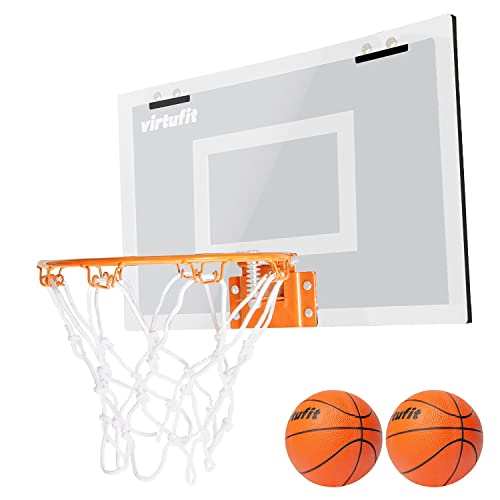 VirtuFit Pro Mini Basketballbrett mit 2 Bällen und Pumpe - Schwarz und Weiß - Basketballkorb (weiß) von VirtuFit
