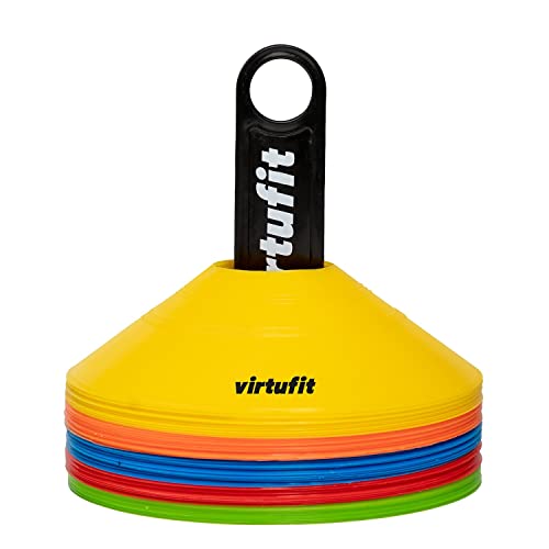 VirtuFit Trainingshütchen mit Halter - Pylonen - 50 Stück - Inklusive Tragetasche von VirtuFit
