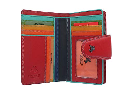 VISCONTI Spectrum Kollektion YLANG Geldbörse Geldbeutel Leder, mit Laschenverschluss und RFID-Schutz SP30 Rot von VISCONTI