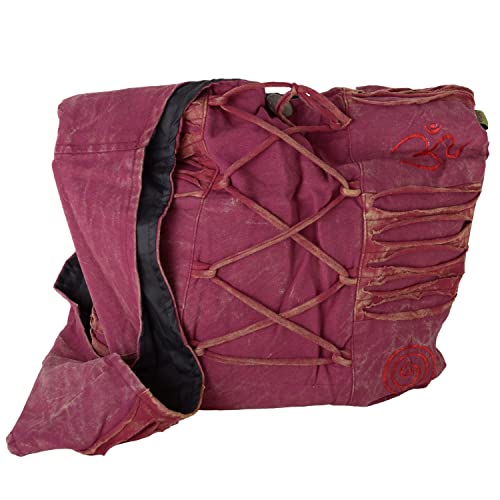 Vishes Damen Yogitasche Stonewash Tragetasche Umhängetasche Damentasche Beuteltasche Baumwolle dunkelrot von Vishes