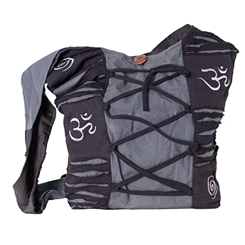Vishes Damen Yogitasche Stonewash Tragetasche Umhängetasche Damentasche Beuteltasche Baumwolle schwarz-Grau von Vishes