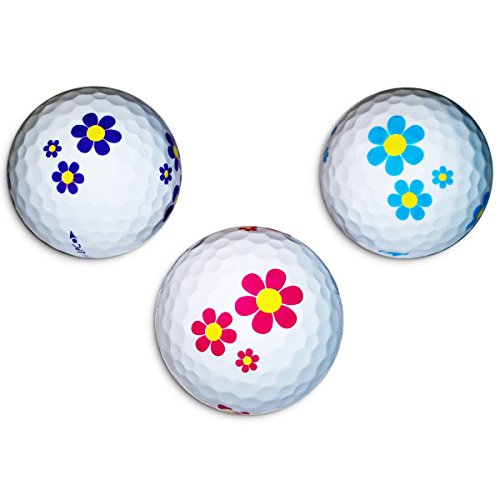 Vision-Goker 6 Golfbälle Bunt Daisy - Design Distance Lady Soft Lustig ideales Golf Geschenk für Frauen (lila-hellblau-pink) von Vision-Goker