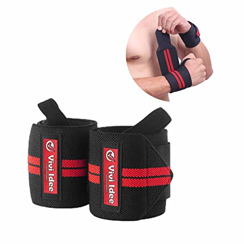 Vivi Idee 2 Handbandagen Handgelenkschoner Fitness Wrist wraps weightlifting Gelenkschutz für gym CrossFit Training (Rot) von Vivi Idee