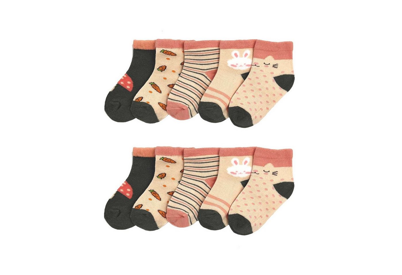 Vivi Idee Socken 5/10 Paar Kinder Baumwolle Socken Set, Sneakersocken Strümpfe füßlinge (10-Paar) 1-5 Jahre, Sport Kindersocken für Mädchen, Champignon von Vivi Idee