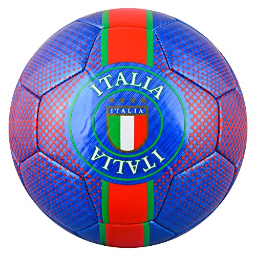 Vizari Italia Fußball Ball - Trainingsball Fussball mit 32-er Muster - Fußball - Team Italien - Blau - Größe 5 von Vizari