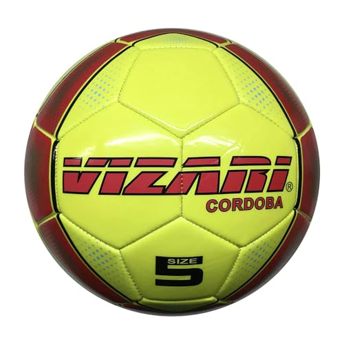 Vizari Sports Cordoba Fußball Ball - Trainingsball Fussball mit Einzigartigem Aufdruck - Fußball für Kinder & Erwachsene - In 5 Farben Erhältlich - Fussball - Neon Gelb - Größe 4 von Vizari