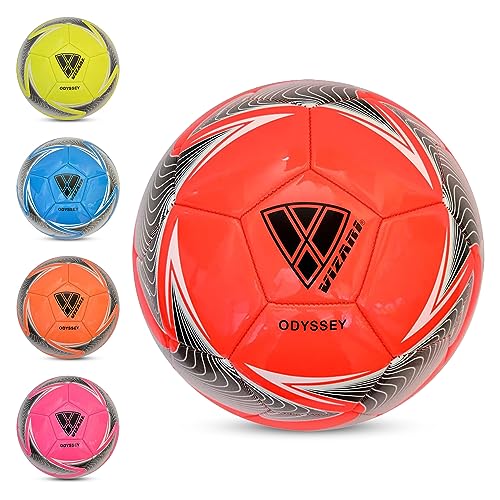 Vizari Odyssey Fußball Ball - Trainingsball Fussball mit 32-er Muster - Fußball - Rot- Größe 5 von Vizari