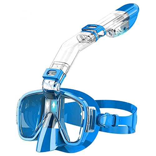 Vklopdsh Schnorchelmaske Faltbare Tauchmaske Set mit Trocken- und Kamerahalterung, Anti-Beschlag Schnorcheln - Blau von Vklopdsh