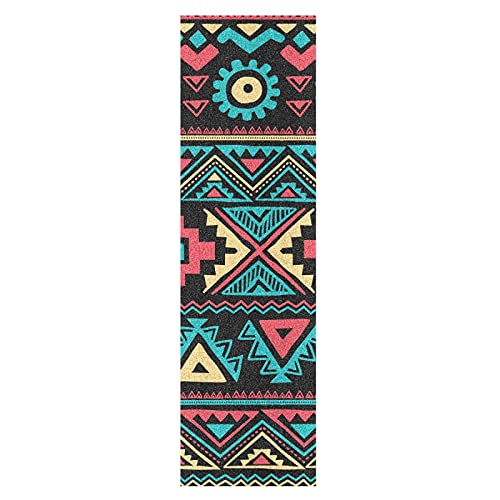 Vnurnrn Exotisches Klassisches Ethnisches Muster Skateboard Grip Tape für Coole Mädchen Jungen Longboard Griptapes Aufkleber rutschfest Selbstklebend Griffband(84 * 23cm 1pcs) von Vnurnrn