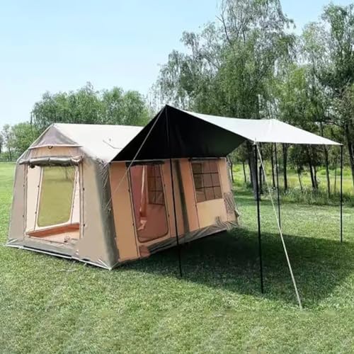 Aufblasbares Zelt, Zwei Zimmer und EIN Wohnzimmer mit Vordach zum Schutz vor Sonne und Regen, Outdoor-Camping-Klappzelt, PVC-verbesserte Luftsäule, erweiterbar auf 12 m², geeignet für Outdoor-Camping von VoOqo