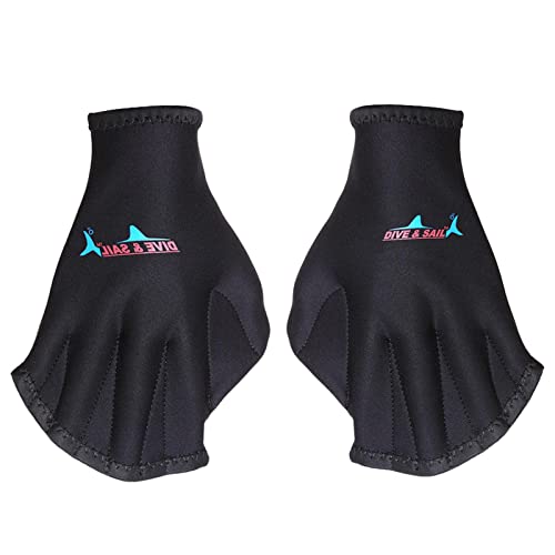 Voiakiu Schwimmhandschuhe,Paddelhandschuhe Handschuhe mit Schwimmhäuten | Neopren-Thermalwasser-Handschuhe mit Schwimmhäuten für Fitness-Training, Schwimmhandschuhe zum Tauchen, Schwarz von Voiakiu