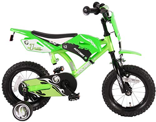 Volare Motobike Kinderfahrrad - Jungen - 12 Zoll - Grün - 95% zusammengebaut von Volare