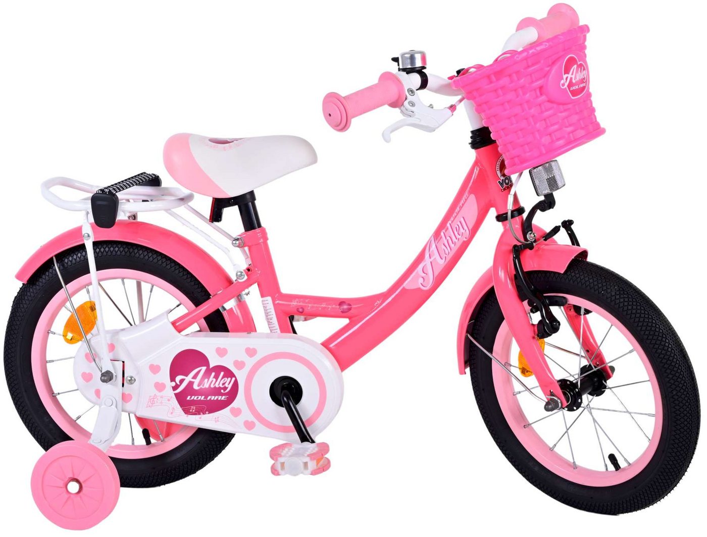 Volare Kinderfahrrad Kinderfahrrad Ashley Fahrrad für Mädchen 14 Zoll Kinderrad in Rosa/Rot von Volare