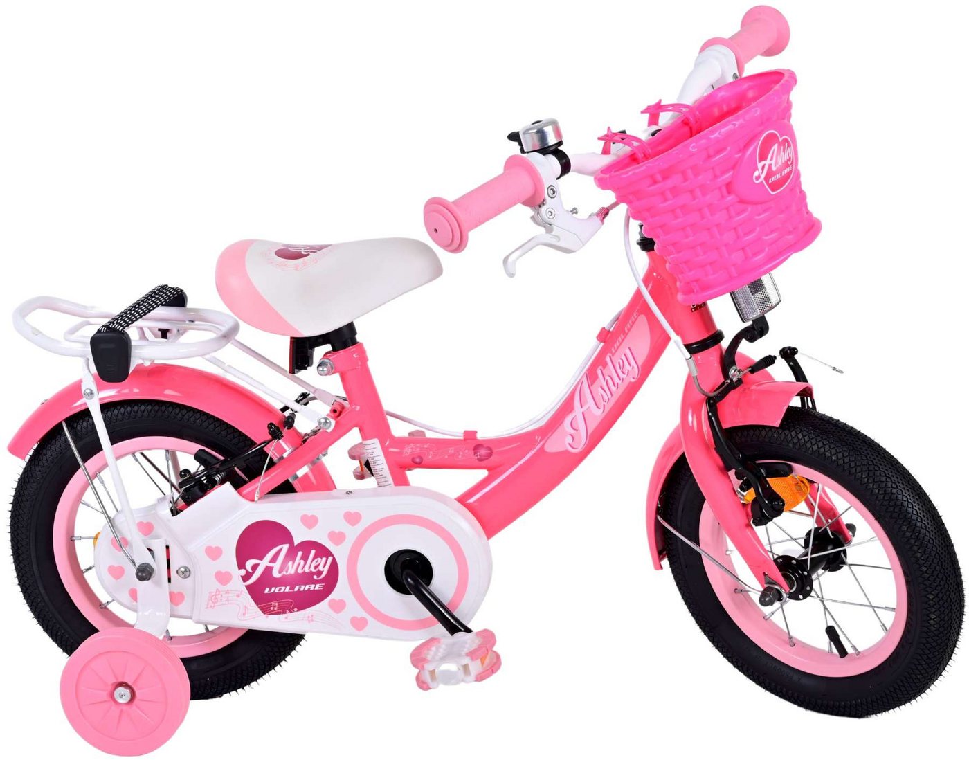 Volare Kinderfahrrad Kinderfahrrad Ashley für Mädchen 12 Zoll Kinderrad in Rosa/Rot von Volare