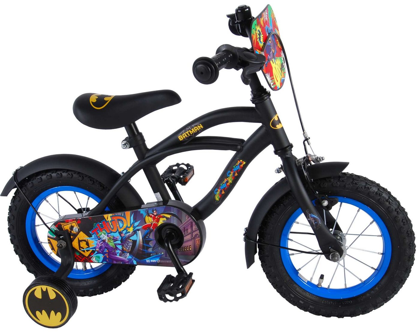 Volare Kinderfahrrad Kinderfahrrad Batman Fahrrad für Jungen 12 Zoll Kinderrad in Schwarz von Volare