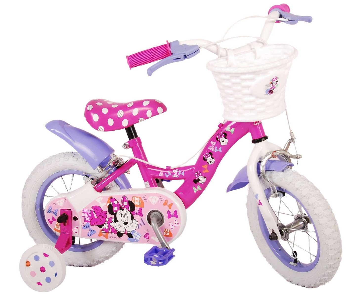 Volare Kinderfahrrad Kinderfahrrad Disney Minnie für Mädchen 12 Zoll Kinderrad in Rosa von Volare