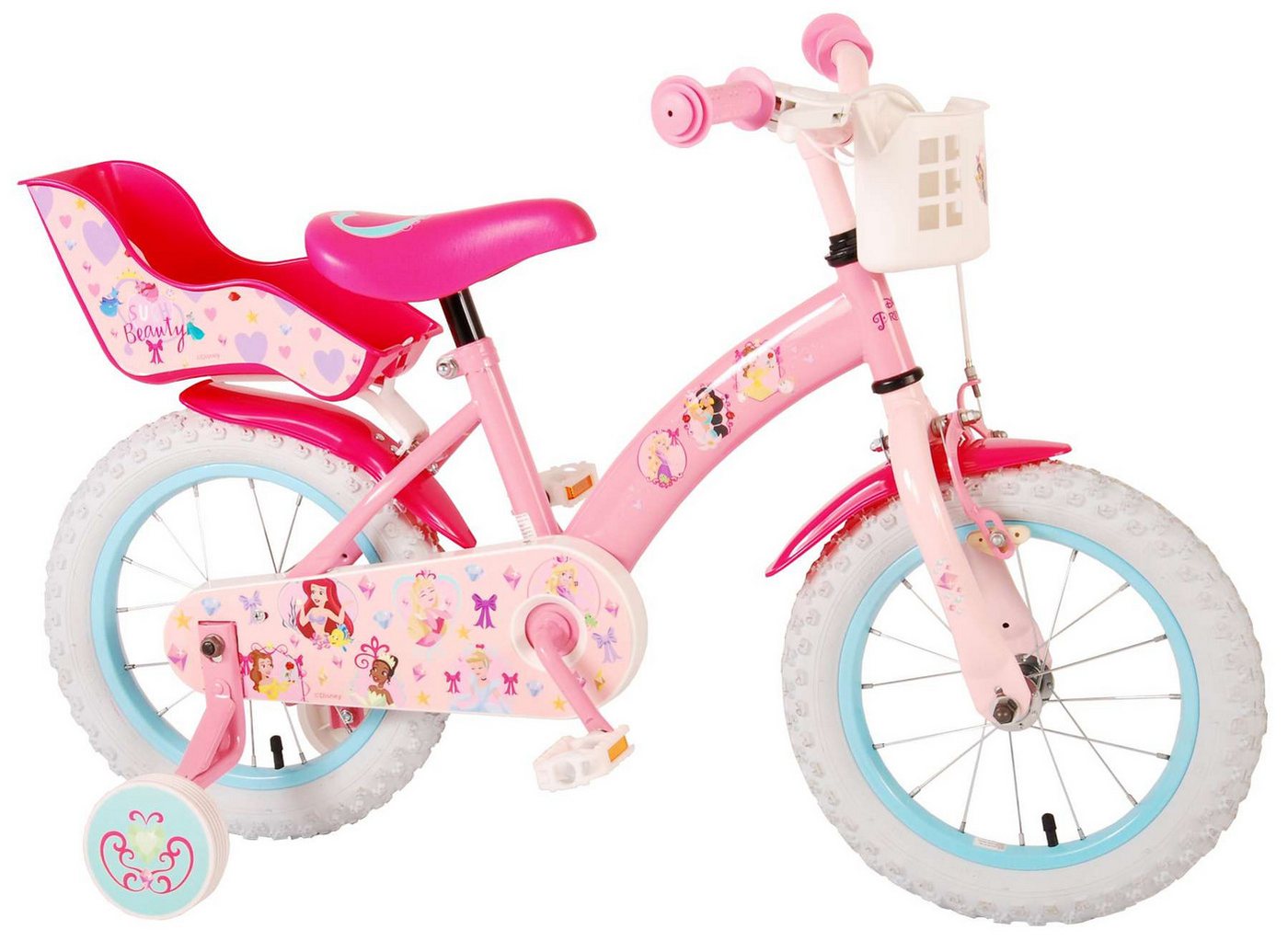 Volare Kinderfahrrad Kinderfahrrad Disney Princess für Mädchen 14 Zoll Kinderrad in Pink von Volare