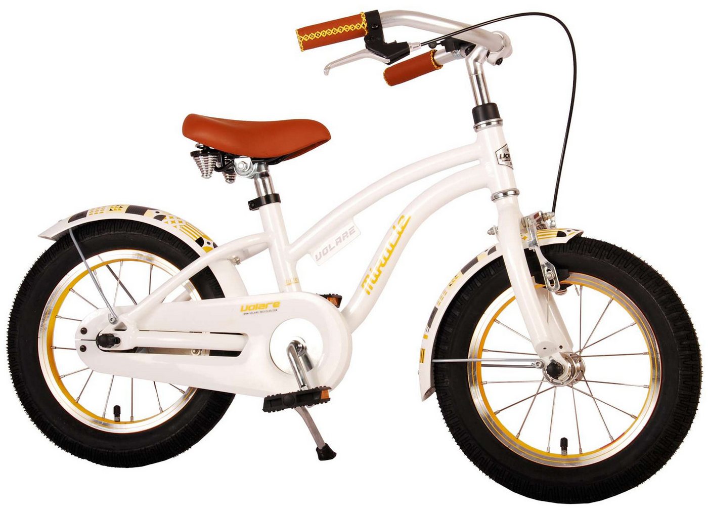 Volare Kinderfahrrad Kinderfahrrad Miracle Cruiser für Mädchen 14 Zoll Kinderrad in Weiß von Volare
