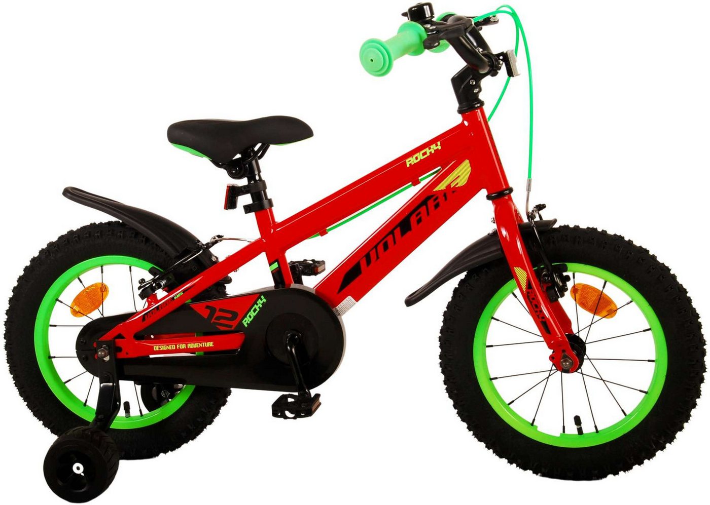 Volare Kinderfahrrad Kinderfahrrad Rocky für Jungen 14 Zoll Kinderrad in Rot Fahrrad von Volare