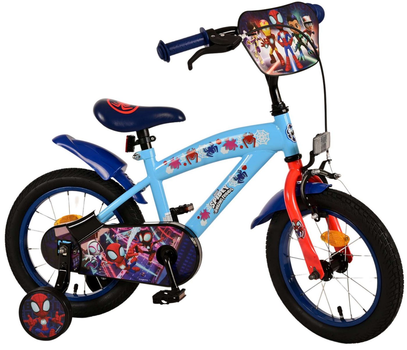 Volare Kinderfahrrad Kinderfahrrad Spidey für Jungen 14 Zoll Kinderrad in Blau Fahrrad von Volare