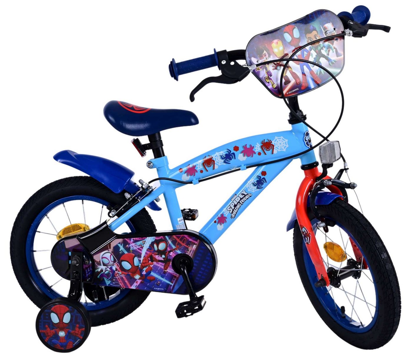 Volare Kinderfahrrad Kinderfahrrad Spidey für Jungen 14 Zoll Kinderrad in Blau Fahrrad von Volare