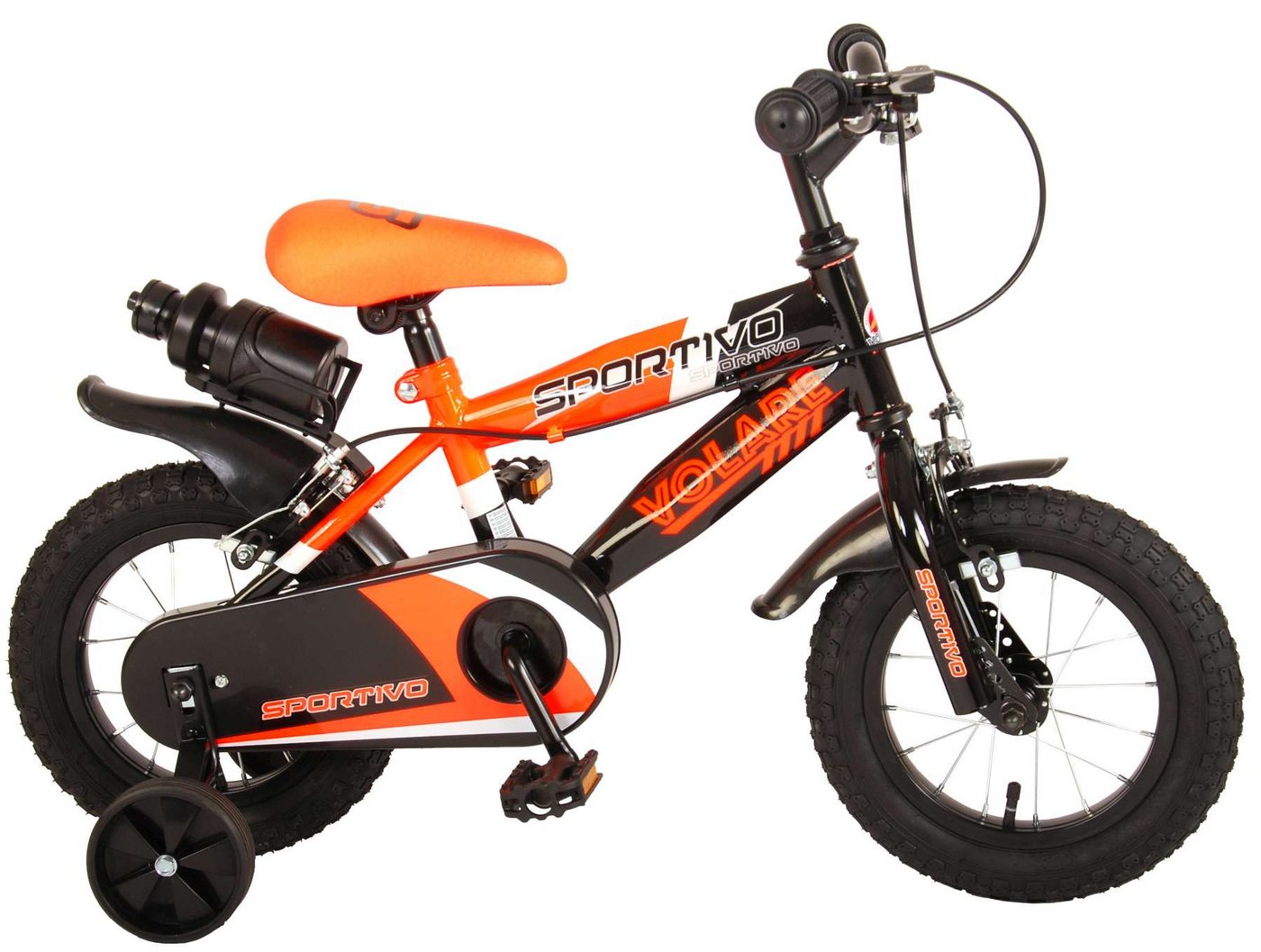 Volare Kinderfahrrad Kinderfahrrad Sportivo Jungen 12 Zoll Kinderrad Neon Orange Schwarz von Volare