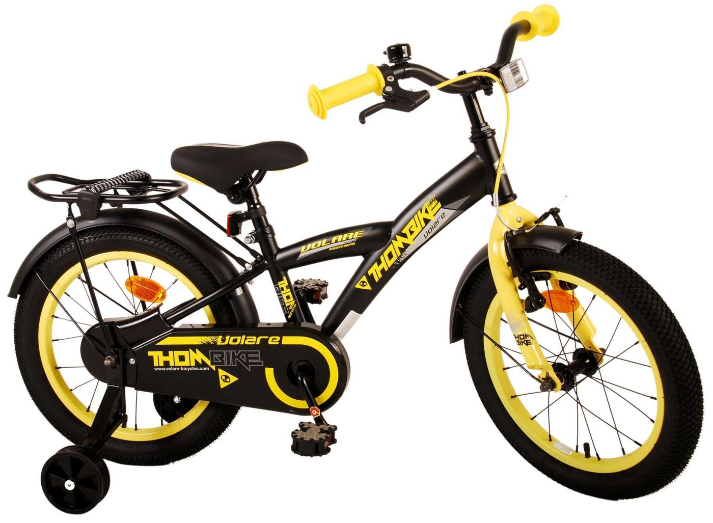 Volare Kinderfahrrad Kinderfahrrad Thombike für Jungen 16 Zoll Kinderrad in Schwarz Gelb von Volare