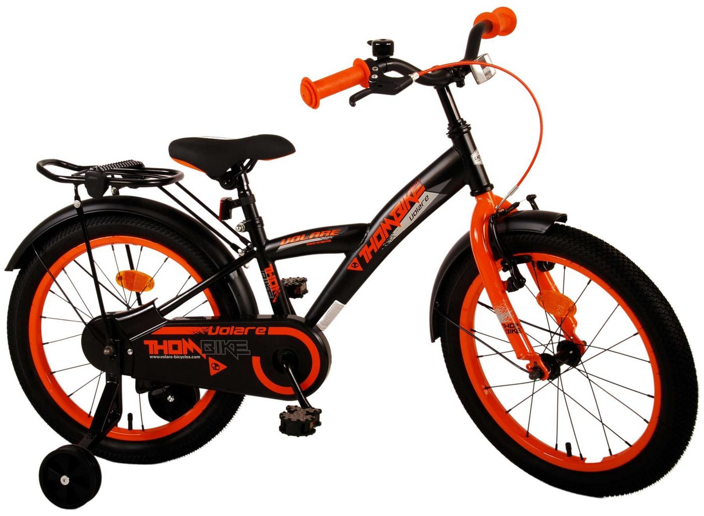 Volare Kinderfahrrad Kinderfahrrad Thombike für Jungen 18 Zoll Kinderrad in Schwarz Orange von Volare