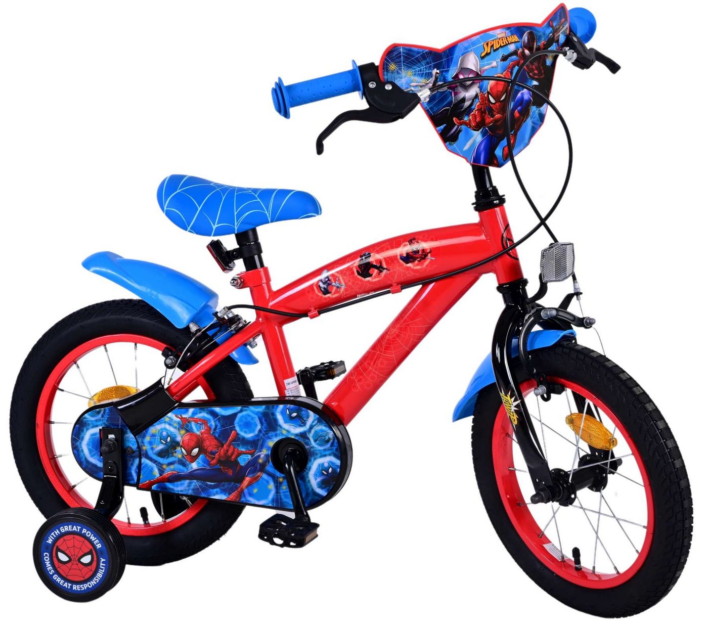 Volare Kinderfahrrad Kinderfahrrad Ultimate Spider-Man Jungen 14 Zoll Kinderrad Blau/Rot von Volare
