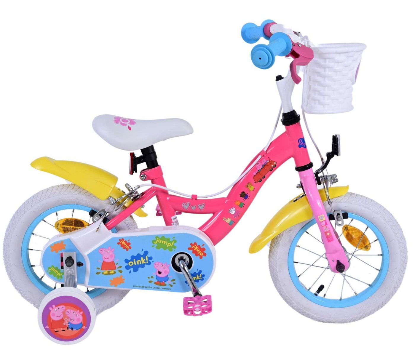 Volare Kinderfahrrad Peppa Pig - Mädchen - 12 Zoll - Pink - Zwei Handbremsen, 85% zusammengebaut, Alter: 3 - 4,5 Jahre, Luftbereifung von Volare