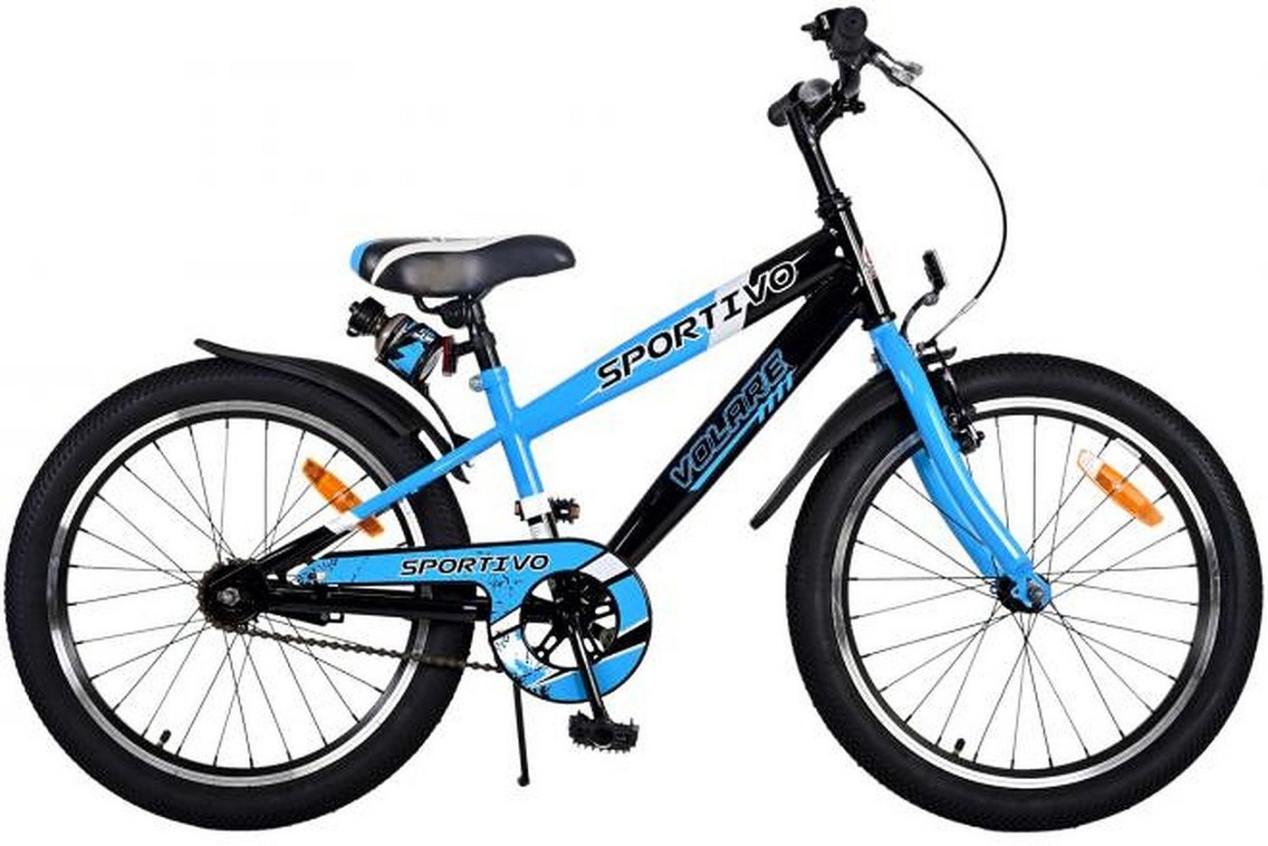Volare Kinderfahrrad Sportivo - Jungen - 20 Zoll - blau oder grün - bis 115 kg, 85 % vormontiert, 6 - 8 Jahre, Luftbereifung, Fahrradständer von Volare
