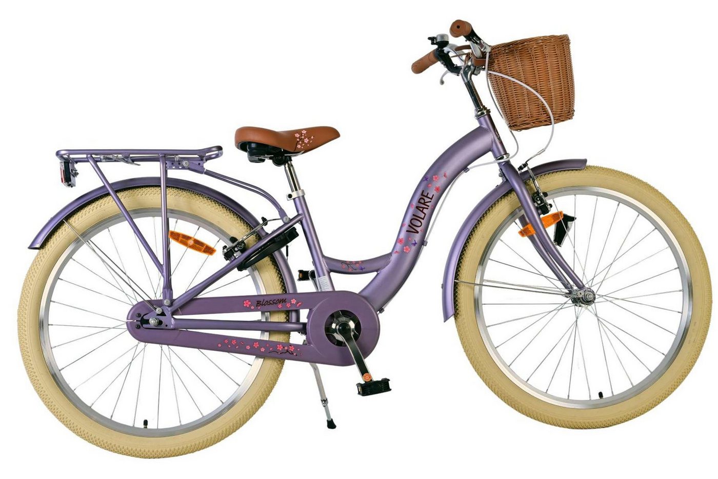 Volare Kinderfahrrad Volare Blossom Kinderfahrrad für Mädchen - 24 Zoll in Lila, Geschlossener Kettenschutz, höhenverstellbarer Lenker von Volare