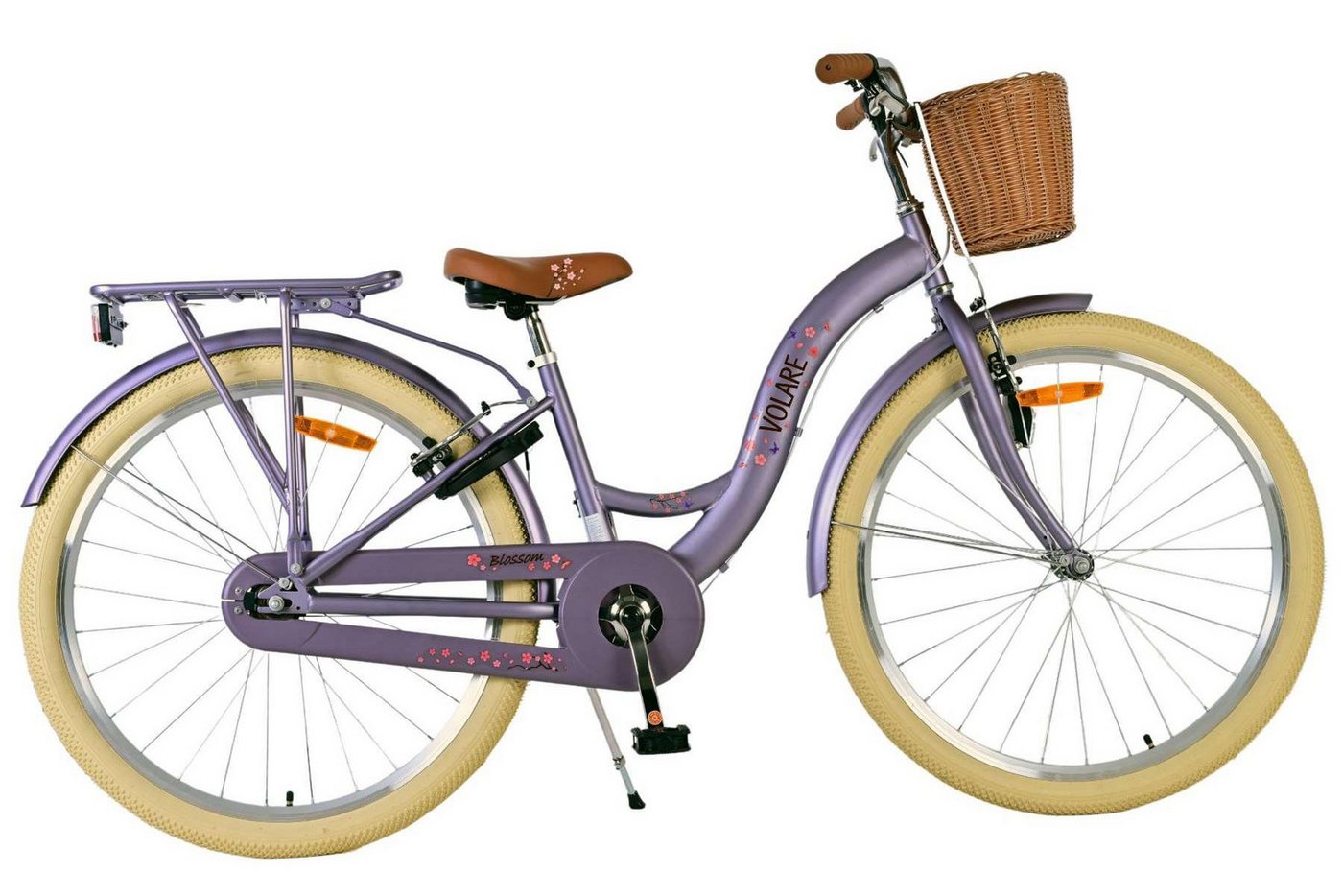Volare Kinderfahrrad Volare Blossom - Mädchen - 26 Zoll – Lila, höhenverstellbaren Lenker, stabiler Ständer, mit Klingel von Volare
