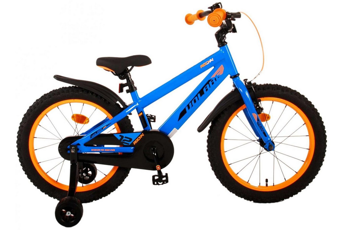 Volare Kinderfahrrad Volare Rocky - Jungen - 18 Zoll - Blau, Geschlossener Kettenschutz, Handbremse und Rücktrittbremse von Volare