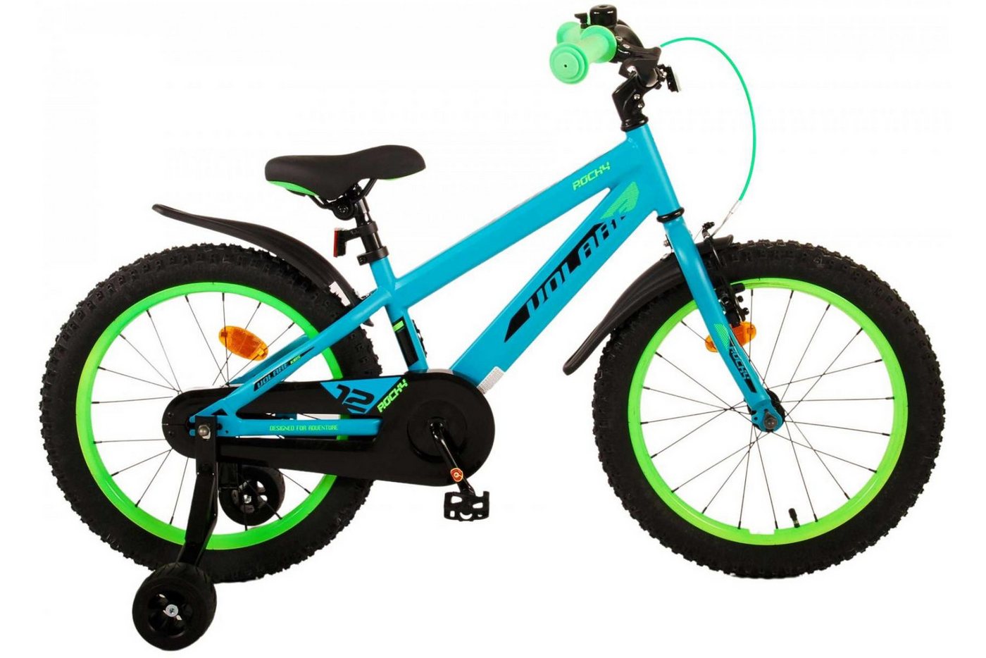 Volare Kinderfahrrad Volare Rocky - Jungen - 18 Zoll - Grün, Geschlossener Kettenschutz, Handbremse und Rücktrittbremse von Volare