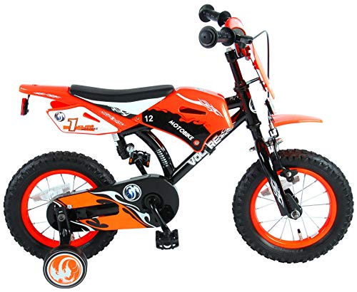 Volare Motorrad Kinderfahrrad - Jungen - 12 Zoll - Orange - 95% zusammengebaut von Volare