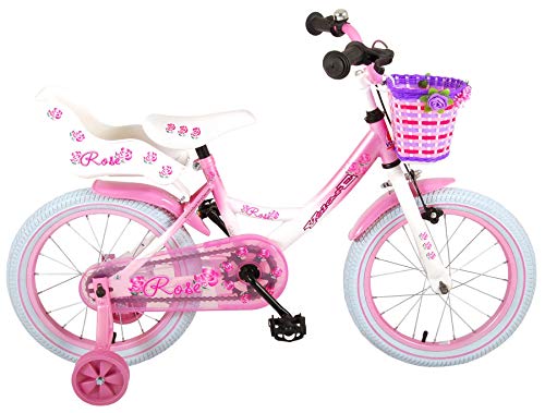 Volare Rose Kinderfahrrad - Mädchen - 16 Zoll - Pink Weiß - 95% zusammengebaut von Volare