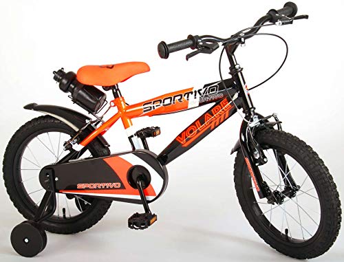 Volare Sportivo Kinderfahrrad - Jungen - 16 Zoll - Neon Orange Schwarz - Zwei Handbremsen - 95% zusammengebaut von Volare