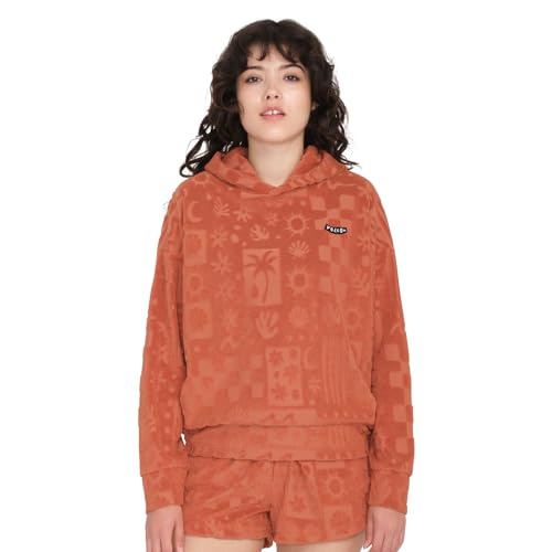 Volcom Kapuzen-Sweatshirt Sunny Wild Terry Cloth Rosewood Damen – Damen – Größe L – Rot von Volcom
