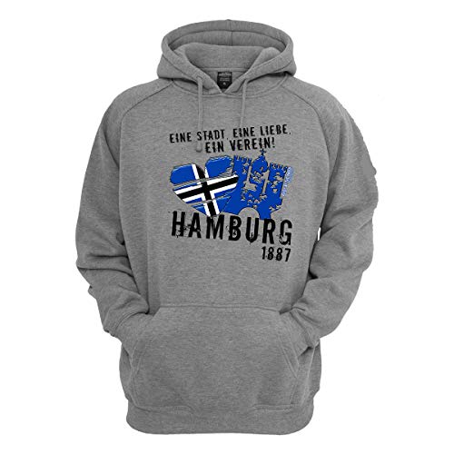 Volkspark Hamburg Streetwear Herren Hoodie Eine Stadt Eine Liebe EIN Verein (Grau, XL) von Volkspark Hamburg Streetwear