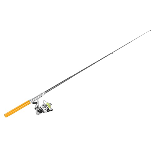 Voluxe Mini-Stift-Form-Angel- und Rollen-Kombinationen, Taschen-Angelrute mit Rollenrad Ultraleicht für das Meeresangeln für das Flussangeln für das Felsangeln(Gold) von Voluxe